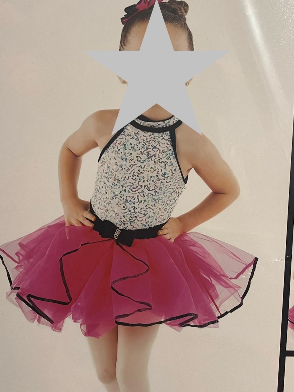 Girls' Sequin Halter Tutu Dance Costume in Fuchsia Pink
